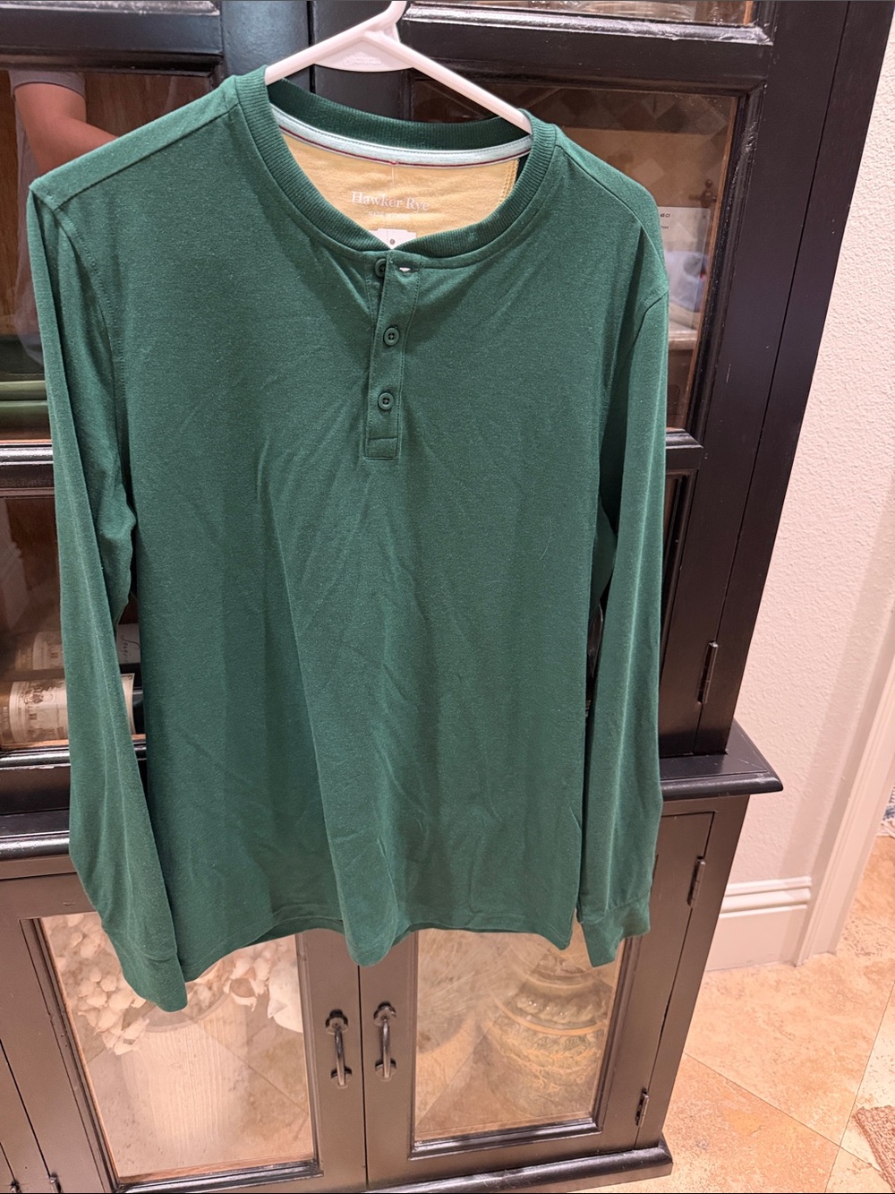 Forest Green Henley Long-Sleeve Small Shirt